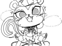 animal_crossing chibi cum_inside hat human_penetrating_anthro looking_pleasured male_penetrating_female monochrome pecan_(animal_crossing) penis pussy sex sketch squirrel unknown_artist vaginal_penetration