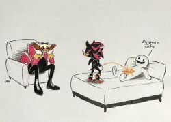2026 absurd_res ambiguous_gender anon anthro bed being_watched bent_legs bodily_fluids chair cuck_chair cuckold dr._eggman eulipotyphlan furniture genital_fluids group happy hedgehog hi_res human looking_at_another lying male male/ambiguous mammal marker_(artwork) meme mischievous_smile on_back peeing peeing_on_another rear_view rewopsofunny sad sega shadow_the_hedgehog shadow_the_hedgehog_is_a_bitch_ass_motherfucker sitting smile smirk smirking_at_another sonic_(series) sonic_the_hedgehog_(series) tail traditional_media_(artwork) trio urine urine_stream watersports wife
