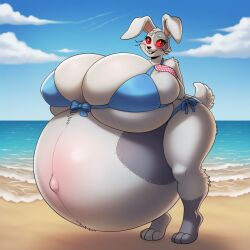 ai_generated beach beach_background bikini crazy_female crazy_smile enjoying_pregnancy feeling_pleasured female female_only five_nights_at_freddy's five_nights_at_freddy's:_security_breach glowing_eyes glowing_eyes_female hyper_pregnancy lazybonesai looking_at_viewer pregnant pregnant_belly pregnant_female rabbit rabbit_girl red_eyes solo vanny_(fnaf)