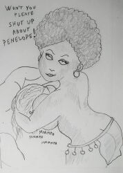 big_breasts breasts breasts_in_face breasts_out calody calypso calypso_(mythology) comedy curly_hair force forced_presentation funny greek_mythology mature mature_female odysseus odysseus_(mythology) odyssey odyssey_(homer) pencil_(artwork) the_epic_cycle traditional_art