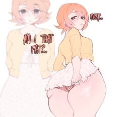 1female 1girl 1girls ass ass_bigger_than_head ass_focus boob boobs butt butt_focus fat fat_ass fat_butt female female_focus female_only game_cg huge_ass huge_butt ikstina milf nelly nelly_fullclear panties pinup redesign short_dress short_hair shortstack shy shy_expression shy_female sketch smaller_female text tight_clothes tight_clothing tight_fit visual_novel visual_novel_cg vn