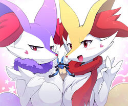 between_breasts braixen giantess larger_female lucario pokemon pokemon_(species) soryuu ソリュウ