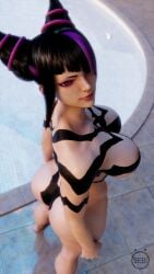 1girl 3d big_ass big_breasts female juri_han pool skimpy_clothes slow_(artist) street_fighter thick_thighs