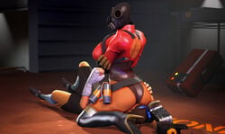 1boy 1girls 3d ass big_ass breasts clothing dreamhayzesfm dubious_consent facesitting female fempyro femscout gasmask high_heel_boots high_heels male mask pyro rule_63 team_fortress_2 thighhighs unseen_male_face