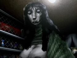 1girls accurate_art_style big_breasts black_hair breasts breasts_out edit edited female female_focus female_only low-angle_view mascara mascara_smear milf rosemary_walten screencap screenshot screenshot_edit solo solo_female solo_focus sweater sweater_up tagme tagme_(artist) the_walten_files