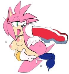 amy_rose anthro balls blue_fur boots bracelet breasts clothing color cum cum_inside eulipotyphlan eyelashes female footwear fur gloves green_eyes hairband half-closed_eyes hedgehog jewelry looking_pleasured male mammal nipples penis pink_fur sega sonic_(series) sonic_the_hedgehog straight sweat tears watatanza white_background