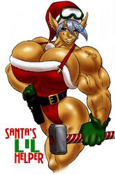 christmas elf gideon gigantic_breasts huge_muscles muscular_female