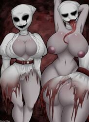 2018 abstract_background ass belt big_breasts big_butt big_nipples black_eyes breasts bubble_butt cleavage clothed clothing collage dbd dead_by_daylight empty_eyes female gatorchan grey_skin huge_breasts humanoid long_tongue mask monstrous_humanoid navel nipples nurse nurse_(dead_by_daylight) open_jacket open_mouth pink_nipples pointed_tongue pose pussy sally_smithson simple_background smile solo standing tattered_clothing the_nurse tongue torn_clothing undead