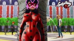 1girls adrien_agreste bodypaint bodysuit breasts edit exhibitionism female ferjuasi ladybug_(character) large_breasts male marinette_cheng marinette_dupain-cheng miraculous_ladybug outdoors painted_clothes public pussy screenshot screenshot_edit smile teenager