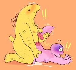 adult_swim anal_sex charlie_(smiling_friends) chubby_male cl0ckability cum digital_media_(artwork) gay hairy male pim_(smiling_friends) ripped_tail saliva_string size_difference smiling_friends sweatdrop tail_grab tail_pull