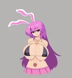 1boy 1girls 2d 2d_animation alternate_breast_size animated big_breasts bikini bikini_top breast_squeeze breasts bunny_ears bunny_girl cleavage cum cum_between_breasts cum_on_breasts ejaculation_between_breasts fast_thrusts huge_breasts large_breasts looking_at_viewer no_sound paizuri paizuri_under_clothes penis pixel_animation pixel_art purple_hair reisen_udongein_inaba ruined_orgasm shorter_than_30_seconds skirt smile smug straight takorin touhou video