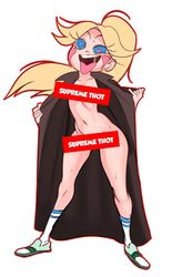 blonde_hair blue_eyes censored clothing disney exposed_torso female female_only flashing footwear heart looking_at_viewer mahmapuu naked naked_footwear naked_shoes nipple_censor nude outerwear pale_skin shoes showing_off solo star_butterfly star_vs_the_forces_of_evil text tongue_out topless