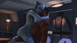 3d alien alien_girl animated areolae asari barefoot blue_skin breasts dark-skinned_male dark_skin feet female human interracial interspecies james_vega liara_t'soni male mass_effect mexican_male nipples no_sound nude sex sfmfuntime soles source_filmmaker straight video