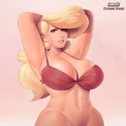 2018 big_breasts blonde_hair bra breasts cleavage female female_only fruit_basket_(jamesab) jamesab large_breasts looking_at_viewer original_character solo stephanie_brooks_(jamesab)