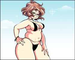 balak bikini breasts choker chubby female glasses maxine_(balak) stretch_marks wide_hips