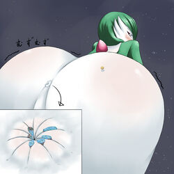 1girls anus astronomical_hyper blush breasts close-up color female female_gardevoir female_only from_behind gardevoir giantess green_hair huge_ass hyper macro moon nintendo ochiko ochiko_terada outer_space pokémon_(species) pokemon pokemon_(species) pokemon_rse red_eyes solo space white_skin