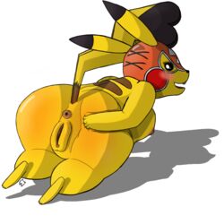 anus ass big_butt cleft_tail cosplay_pikachu epikkurf female large_ass nintendo no_humans pikachu pikachu_libre pokémon_(species) pokemon presenting presenting_hindquarters pussy solo video_games