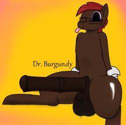 animal_genitalia animal_penis balls big_balls big_penis dr._burgundy_(character) equine equine_penis eyewear fan_character feral glasses horsecock jukaro_(artist) male male_only mammal medial_ring my_little_pony one_eye_closed penis solo sweat text thick_thighs tongue tongue_out wink