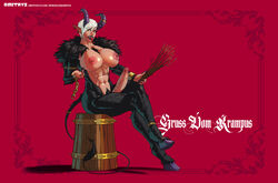 1futa abs big_penis black_fur black_horns black_lips black_lipstick black_nails breasts bucket chain chest_tuft claws curved_horns demon demon_ears demon_horns demon_tongue dmitrys erection fur futa_only futanari hooves horns huge_cock intersex krampus large_breasts large_penis long_nails long_tail long_tongue meryl_(dmitrys) nipple_piercing nipple_piercings nipples penis pointy_ears pointy_tongue prehensile_tongue pubic_hair pubic_tuft red_background ridged_horns satyr sharp_tongue short_hair sitting six_pack snake_tongue solo solo_futa straws tail tail_tuft tongue tusks veiny_penis white_hair yellow_eyes