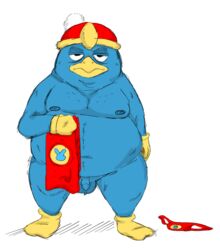 avian balls bird clothing flaccid foreskin king_dedede kirby_(series) male_only musclegut muscular_male nintendo overweight_male penguin penis speedo tagme towel uncut unhappy