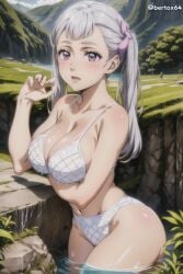 1girls ai_generated bertox64 big_breasts bikini black_clover breasts curvy large_breasts looking_at_viewer noelle_silva purple_eyes silver_hair thick_thighs thighs twintails wet