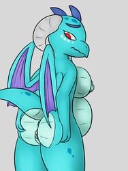 animated anthro ass breasts dragon female friendship_is_magic j5furry my_little_pony nipples pregnant princess_ember_(mlp) rapid_pregnancy solo wings