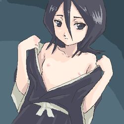 bleach breasts flat_chest kuchiki_rukia lowres oekaki pointy_chin shimano_natsume undressing