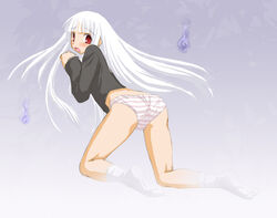 aisaka_sayo ass blush clothing hitodama kasuga_yukihito looking_back mahou_sensei_negima! panties solo