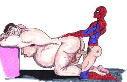 2006 ade anal backsack blob blob_(x-men) doggy_style fat fred_dukes male male_only manboobs marvel moobs multiple_males peter_parker size_difference spider-man spider-man_(series) straight_hair tagme x-men yaoi