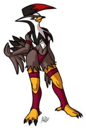 anthro breasts color female female_only front_view pokemon red_eyes solo staraptor tagme