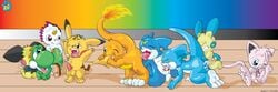 2006 charmander color crossover digimon fire furry interspecies jr._grupin male male_only mario_(series) mew minun multiple_males nintendo pichu pikachu pokémon_(species) pokemon pokemon_(species) raukue straight_hair tail tail_fire veemon yaoi yoshi