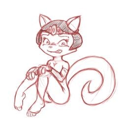 1girls anthro breasts cat felid feline female female_only flapper furry ivy_pepper lackadaisy nude short_hair simple_background sitting sketch solo tail uncolored webcomic white_background