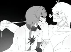 2boys anaxa_(honkai:_star_rail) bdsm_gear bit bite_mark bondage crying gag gay honkai:_star_rail leash leash_pull male male_only nipples phainon_(honkai:_star_rail) yaoi