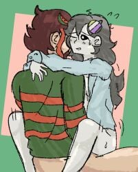 2enby 2nonbinary abstract_background blush blush_lines bottomless clothed clothing hairpin melongod77 messy_hair movement_lines nonbinary nonbinary_flag nonbinary_pride_colors open_shirt riding riding_cock riding_dick riding_penis rndmpornart rndmpornart_(oc) self_insert self_upload she/they shirt sweat sweater sweating tagme undertale youtube youtuber