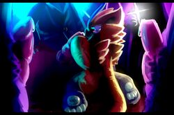 2018 4boys anthro blue_pawpads clothed clothing costume detailed_background feline furry fursuit gay group hindpaw interspecies kippy_the_sharkip laguna male male_only mammal nintendo pawpads paws penis pokémon_(species) pokemon precum sexotheque solo_focus video_games yaoi zeraora