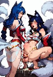 2girls 4858letta ahri ahri_(league_of_legends) ai_generated cum_in_penis dickgirl docking female female_focus female_penis futa_focus futa_on_futa futa_only futa_sans_pussy futanari futanari_penetrated girlcock intersex league_of_legends penis_in_penis pixel_(artwork) pixel_art prader_scale_5_girl urethra urethral urethral_insertion urethral_penetration vastaya