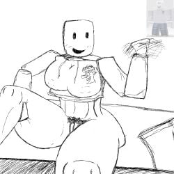 1:1 1girls bald big_ass big_breasts blocky_body blush bottomless bottomless_female breasts clothes_on_floor female hair hairy_pussy handjob_gesture happy holding holding_leg hoodie knee_grab knee_up knees laces leg_grab leg_up legs_spread looking_away mob_face monochrome nipple_bulge nipples pantsless pubic_hair pulled_up_shirt pussy pussy_peek raised_arm raised_leg reference_image roblox roblox_avatar robloxian rule_63 self_upload simple_eyes sitting sketch skindentation smiling solo solo_female solo_focus stomach terraria thick_thighs thighs tree tummy uncensored unknown_artist waving waving_hand white_background white_body