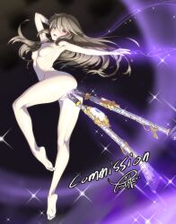 anal anal_object_insertion arm_behind_head arm_up armpits ass barefoot blush breasts brown_eyes brown_hair censored character_request commission completely_nude copyright_request double_penetration female gun long_hair looking_at_viewer looking_back medium_breasts mosaic_censoring musket navel nipples nude object_insertion open_mouth pussy ribs skeb_commission smile soles solo takada_kazuhiro toes vaginal_object_insertion vaginal_penetration weapon weapon_insertion weapon_penetration