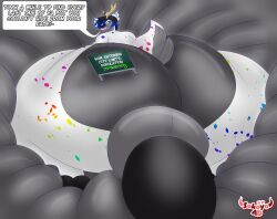 anthro ass balls belly big_balls big_belly big_butt big_penis deer forced fur genitals hi_res horn huge_belly huge_butt hyper hyper_belly hyper_butt looking_back macro male mammal mass_vore open_mouth penile penis resting_on_belly sign smug sokoyo_owo solo speech_bubble stomach_bulge tail text thick_thighs unwilling_prey vore white_body white_fur wide_hips