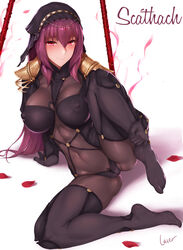 areolae breasts cameltoe fate/grand_order fate_(series) female female_only large_breasts nipples pubic_hair rosaline scathach_(fate) solo spread_legs thighhighs