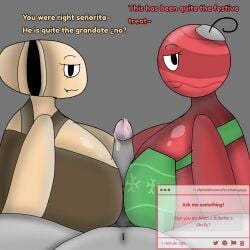 2girls anon bobette_(dandy's_world) bra clairedeloon dandy's_world dandys_world precum request roblox roblox_game shelly_(dandy's_world) strawpage_request tagme threesome titjob