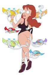 adult_swim ass_focus big_ass biting_lip black_dress bracelet dress_lift drone female freckles from_below ginger ginger_female ginger_hair grabbing_breasts hands_up high_heels jacqueline_(rick_and_morty) josemalvado large_breasts lipstick long_hair looking_back mechanical_tentacles orange_hair pink_lipstick rick_and_morty short_dress simple_background sleeveless tentacle tentacle_penis tentacles_around_legs tentacles_everywhere tentacles_on_female white_background