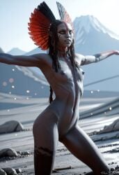 ai_generated alien avatar avatar:_fire_and_ash blue_skin breasts domrandart female nipples nude pussy small_breasts varang yellow_eyes