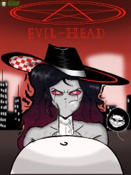 angry_face blowjob blowjob_face city_background demon_girl fat_male hazbin_hotel hell pentagram roo_(hazbin_hotel) smiling_at_partner