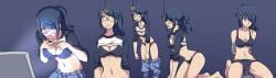 1girls black_bra black_panties blank_eyes blank_stare cameltoe celes_(electrickronos) cleavage dripping drool drooling electrickronos empty_eyes empty_mind erect_nipples freckles glasses hypnosis hypnotic_screen large_breasts midriff mind_control nipple_bulge on_knees original original_character pants_down pendulum removing_clothing shirt_lift shirt_up soaked_pussy spiral_eyes stripping tight_pussy undressing wet wet_pussy