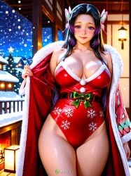 0assult0 1girls ai_generated anime anime_girl attractive balcony beautiful blush christmas christmas_clothing christmas_lingerie deceased demon_horns digital_media_(artwork) divine_feminine exorcist female goddess inviting_to_fuck kochou_kanae large_breasts night samurai seductive seductive_eyes sexy smiling_at_viewer snow snowflake snowflake_print solo_focus tatami thick_thighs upper_floor winter wood wooden_floor wooden_wall