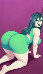 ai_generated all_fours animated ass ass_in_dress ass_shake ass_shaking big_ass big_breasts bouncing_ass bouncing_breasts breasts female female_focus friendship_is_magic green_hair huge_ass humanized male my_little_pony naughty_face queen_chrysalis_(mlp) reverse_netorare straight sunnysundown tagme teasing thick_thighs twerk twerking video