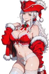 1female 1girls 2025 ai_assisted ai_generated background big_breasts bloodborne blush blushing_female breasts christmas christmas_clothing christmas_hat christmas_outfit christmas_stocking female female_focus female_only fromsoftware green_eyes lace-trimmed_panties lady_maria_of_the_astral_clocktower large_breasts light-skinned_female light_skin long_hair nipples panties parted_lips ponytail pose posing revealing_clothes revealing_outfit santa_bikini santa_costume santa_dress santa_hat seductive seductive_look seductive_smile simple_background smile smiling sony_interactive_entertainment teasing teasing_viewer uncensored video_game video_game_character video_game_franchise video_games white_hair