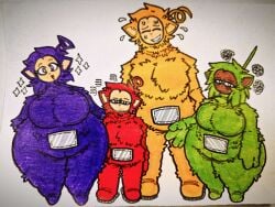 2boys 2boys2girls 2girls 2girls2boys big_ass big_breasts big_legs chubby chubby_female dipsy dipsy_(slendytubbies) esmeiden genderswap green_skin laa-laa laa-laa_(slendytubbies) marked marked_pussy po_(slendytubbies) po_(teletubbies) purple_skin red_skin rule_63 slendytubbies slendytubbies_3 teletubbie teletubbies tinky tinky_winky tinky_winky_(slendytubbies) traditional_media_(artwork) yellow_skin