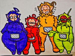 2boys 2boys2girls 2girls 2girls2boys big_ass big_breasts big_legs chubby chubby_female dipsy dipsy_(slendytubbies) esmeiden genderswap green_skin laa-laa laa-laa_(slendytubbies) marked marked_pussy po_(slendytubbies) po_(teletubbies) purple_skin red_skin rule_63 slendytubbies slendytubbies_3 teletubbie teletubbies tinky tinky_winky tinky_winky_(slendytubbies) traditional_media_(artwork) yellow_skin